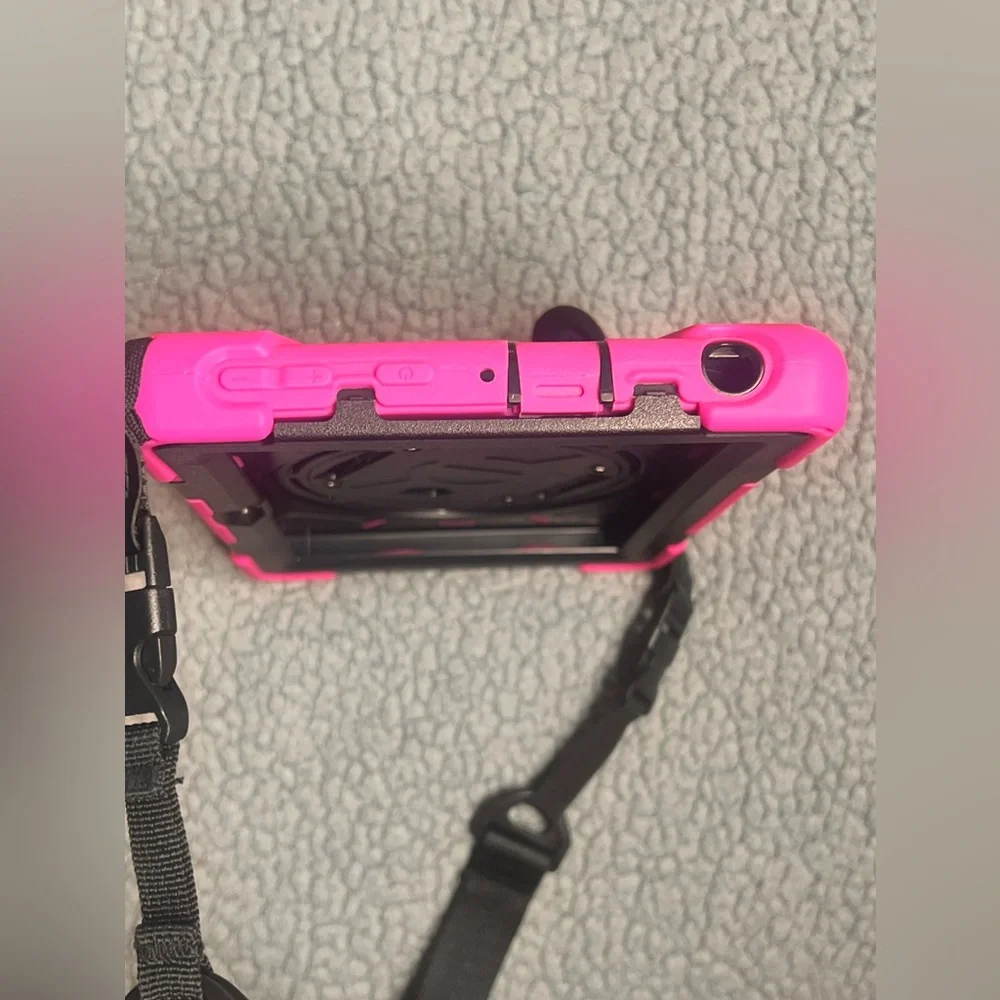 Pink Tablet Case With Stand, Hand Strap And Shoulder Strap